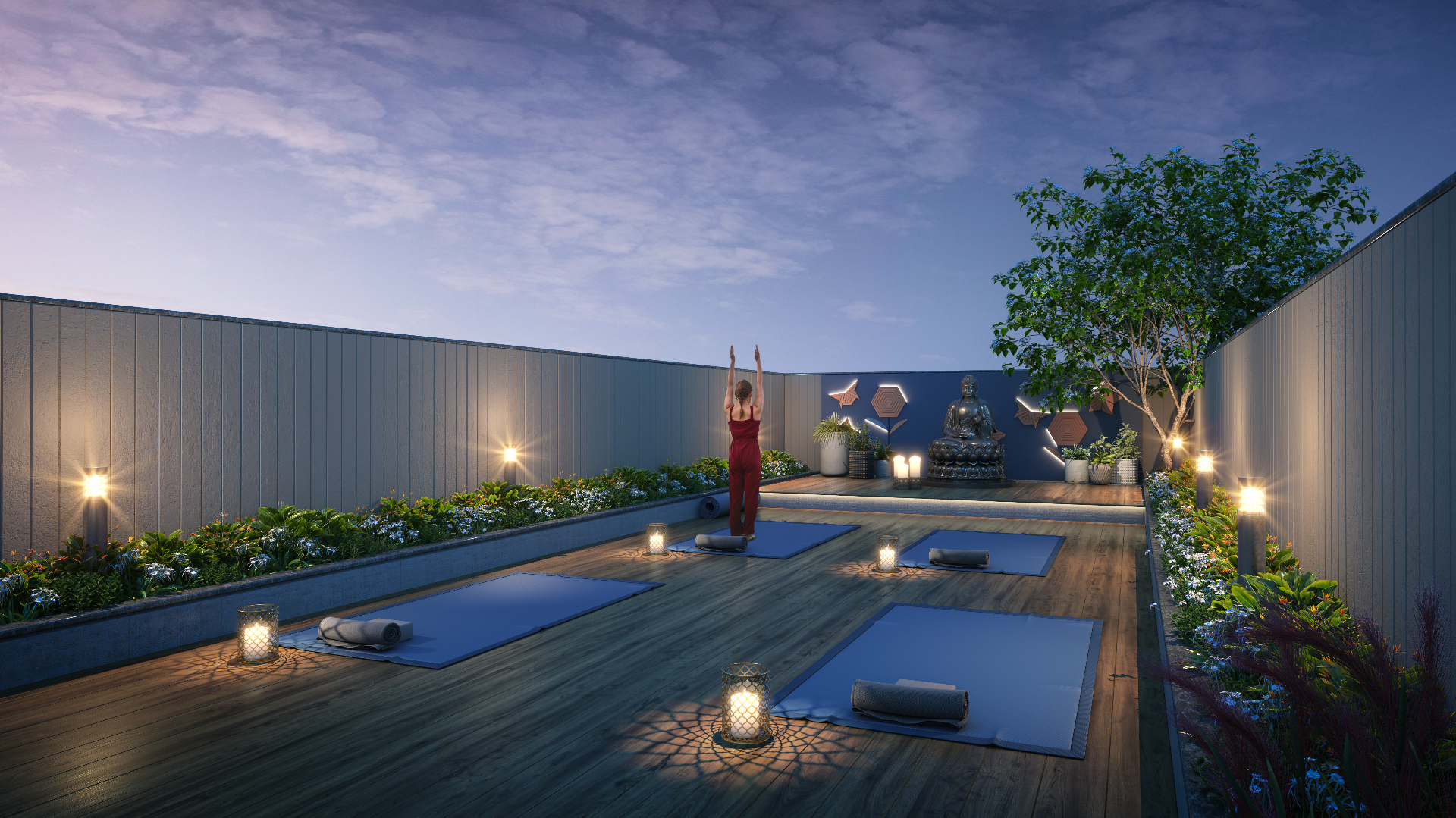Sports zone with turf & walking track